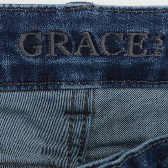 Grace in La Jeans Size 29x30 Blue High Rise Bell Bottom Boho Western Button fly - Picture 3 of 13